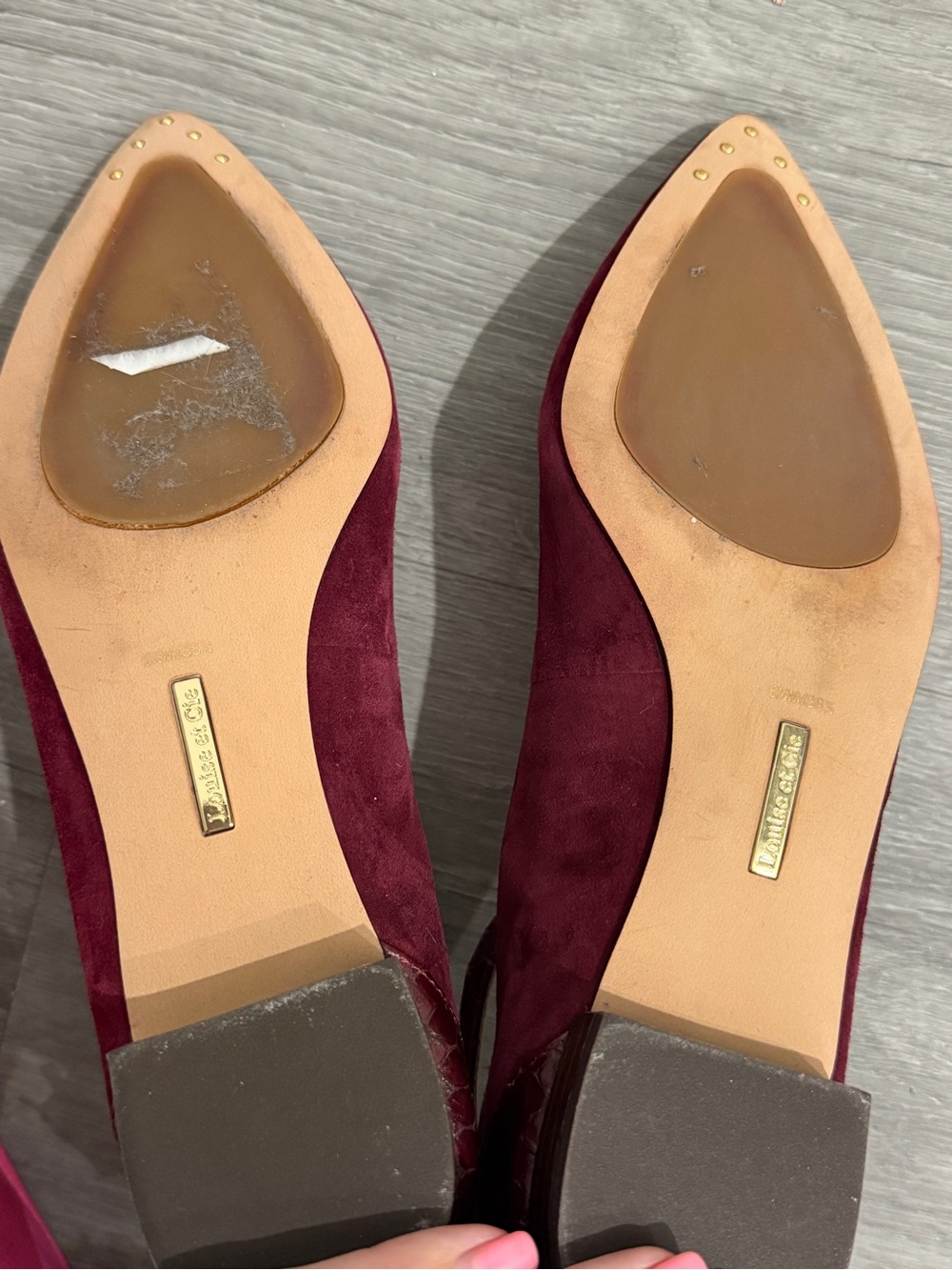 Louise et Cie Burgundy Suede Pointed-Toe Ankle-Strap Flats - Picture 6 of 6